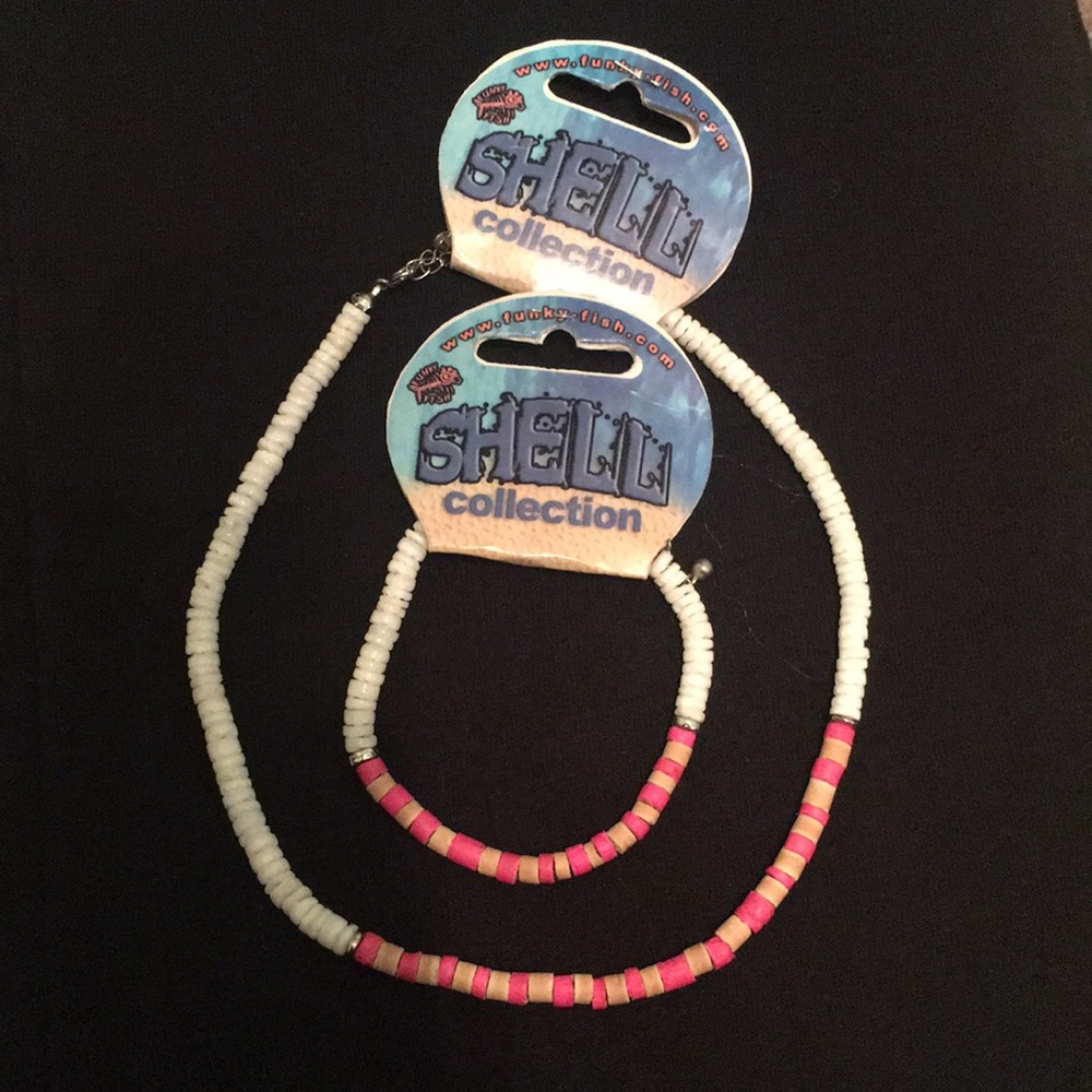 cute shell beach necklace & bracelet duo